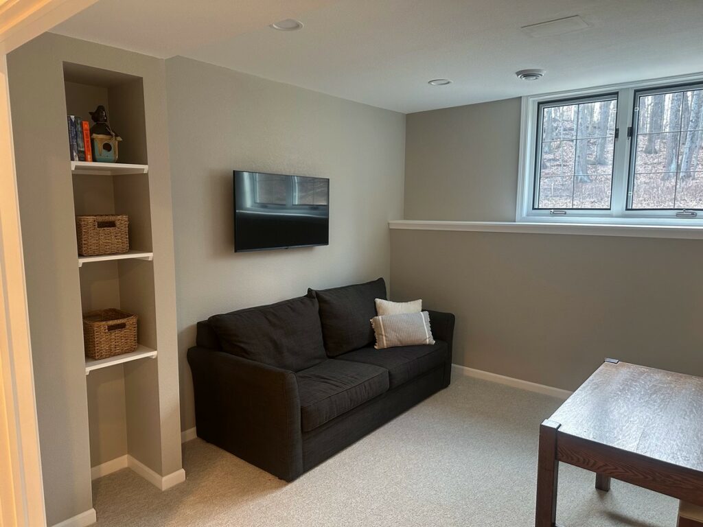 Hartland Complete Basement Remodel: Custom Home Gym, Office & Entertainment Center