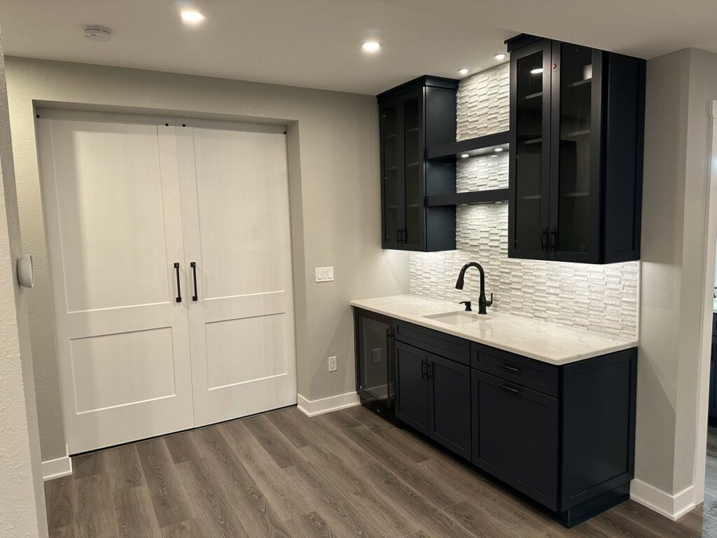 Waukesha Basement Remodel: Custom Rec Room, Wet Bar & Powder Room Upgrade