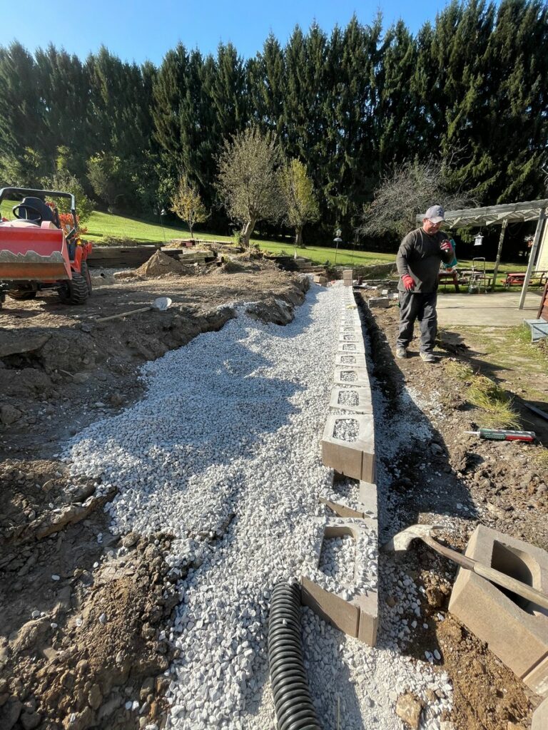Pewaukee Two-Tier Retaining Wall & Stone Step Installation for Pool Deck